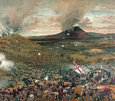 ミッションリッジの戦い、1863年11月25日-パブ、マコーミックハーベスティングマシンカンパニーの賛辞が贈られました。 1886（カラーリトグラフ） 作： American School
